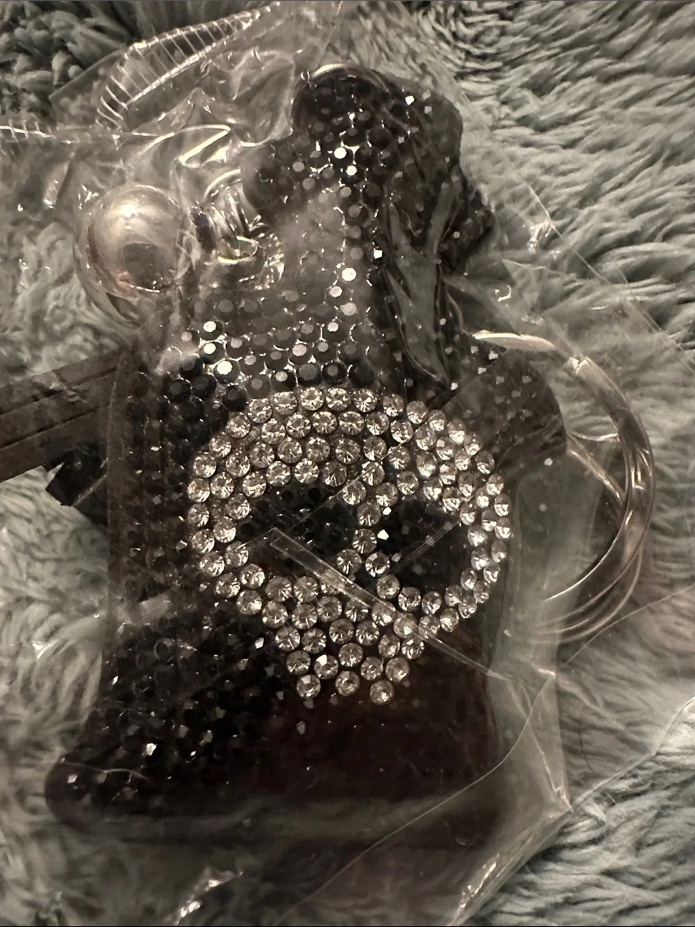 Crystal Skull Black bottle with skull Keychain Charm